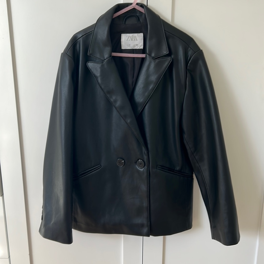 Zara girl faux leather blazer